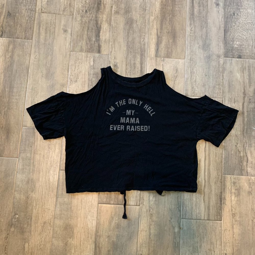 Black cold shoulder graphic top